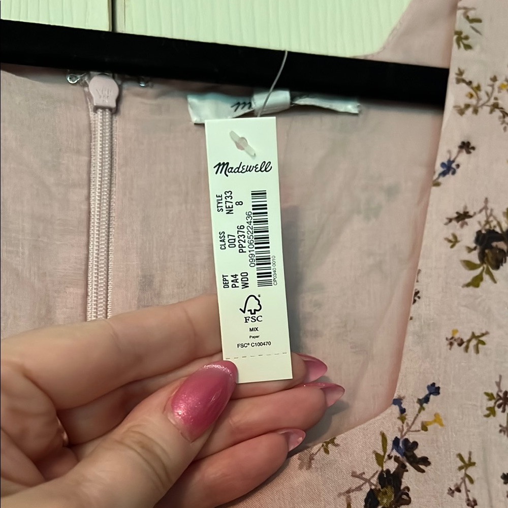 NWT Pink Floral Tiered Midi Dress By Madewell - Picture 3 of 5